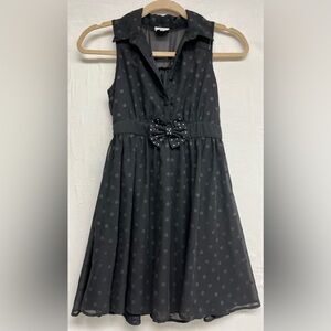 Disney D-Signed Black Polka Dot Dress | Bow Rhinestone Whimsigoth Dark Academia